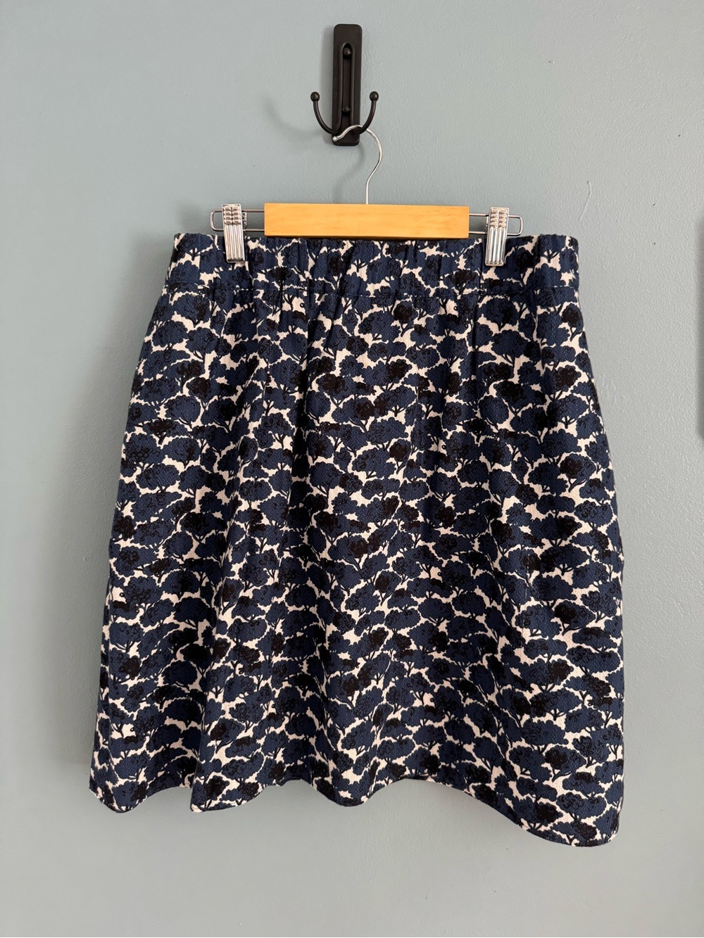 Boden Navy and Cream Floral-Print A-Line Skirt